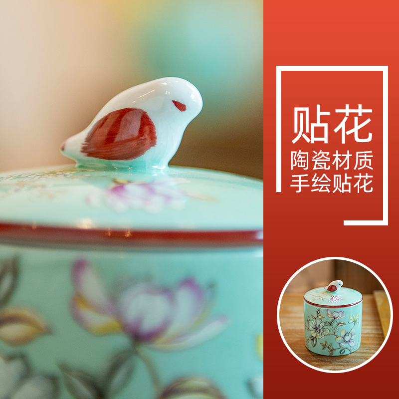 American receive a jar of new Chinese style ceramic famille rose the receive storage tank sitting room tea table desktop furnishing articles home decoration