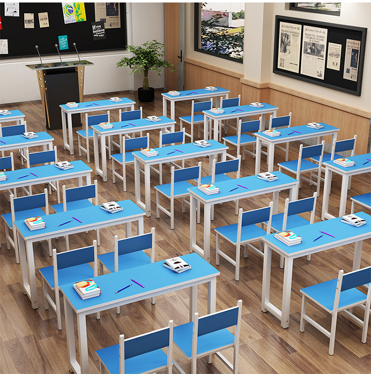 辅导培训课桌椅厂家直销小幼学生单双人课桌补习班两层美术长条桌
