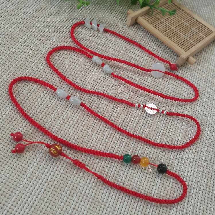 原创纯手工编本命年红绳腰链五帝铜钱款金木水火土五行转运珠款