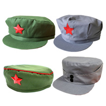 Red Army hat children adult green army hat Red Guard hat five-pointed star hat gray octagonal liberation hat Eighth Route Army performance
