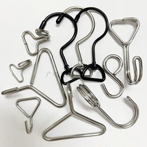 Triangle Binding Hook Stainless Steel Hardware Ribbon Rope Hook Silver Black Circle Hook Fixed Metal Hook