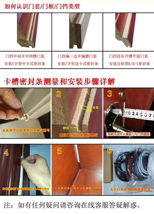木门缝隔音消音防撞皮条防风胶条门框房门静音门封条卡槽式硅胶条