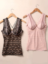 Sling warm vest women autumn and winter plus velvet thickened slim body slim with chest pad sexy lace seamless autumn clothes