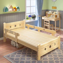 Childrens bed with guardrail solid wood single bed 1 2 m Boy Youth bed log unpainted child bed single bed single bed