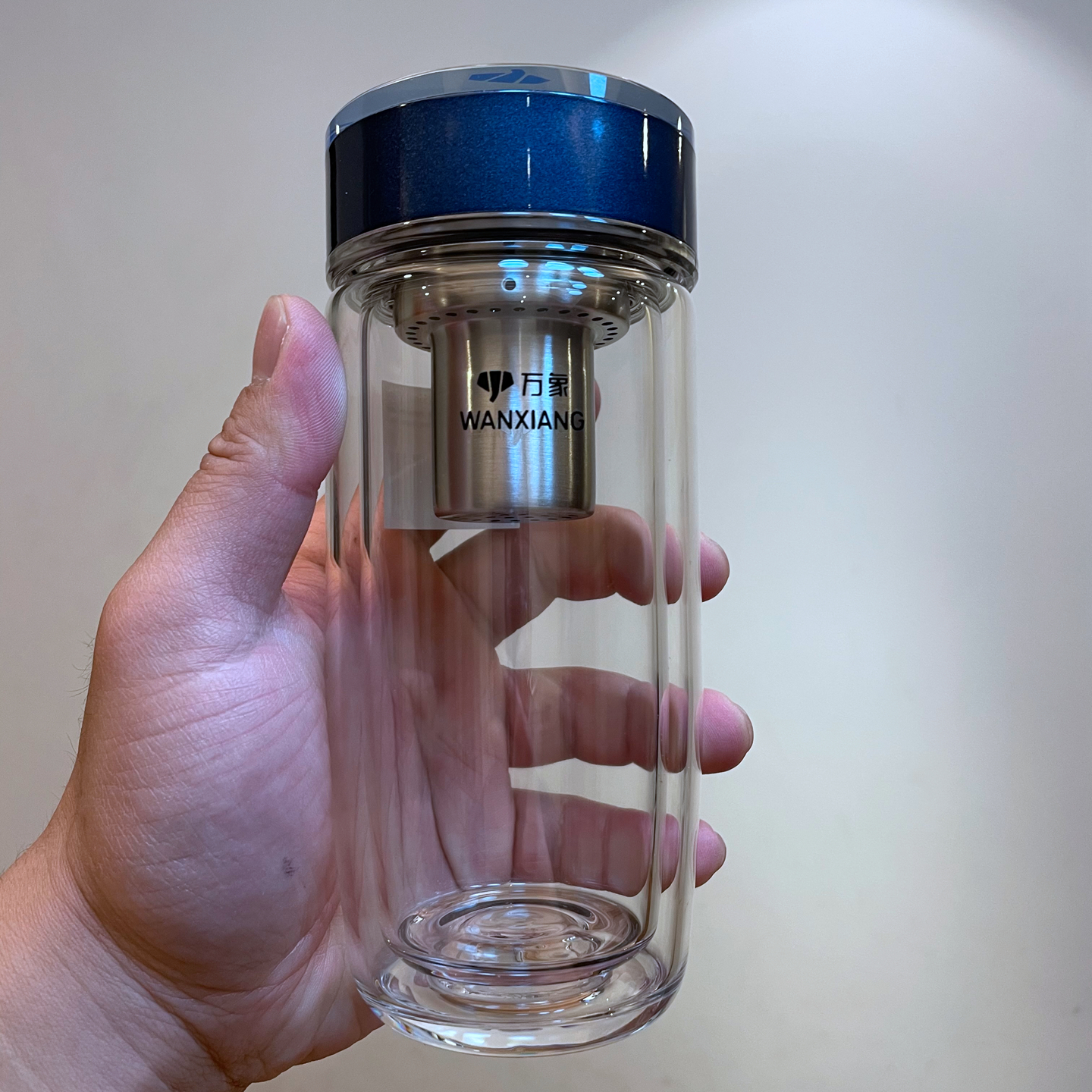 万象双层玻璃杯鹅蛋形车载带滤网泡茶送礼商务礼盒耐热高硼硅