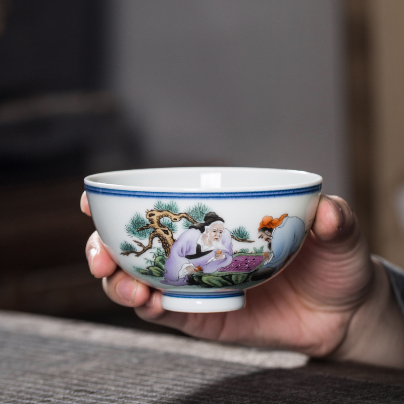 The Owl up jingdezhen famous works collection tea sample tea cup single cup calligraphy masters cup kung fu tea cups characters