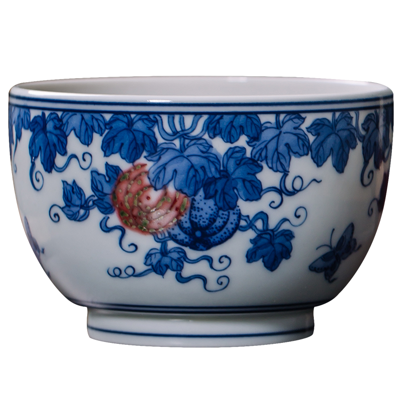 The Owl up jingdezhen blue and white youligong single master cup tea cups tea cup hand - made pumpkin line
