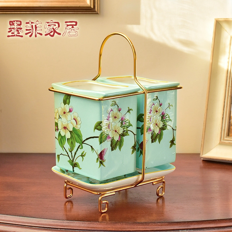 New Chinese style creative ceramic furnishing articles informs the anti - mold cylinder kitchen receive handicraft decoration home decoration