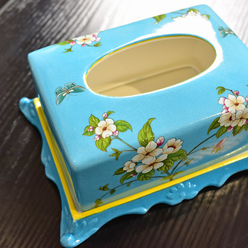 Europe type restoring ancient ways of new Chinese style dining - room sitting room tea table as ceramic pump cartons American household adornment tissue box furnishing articles