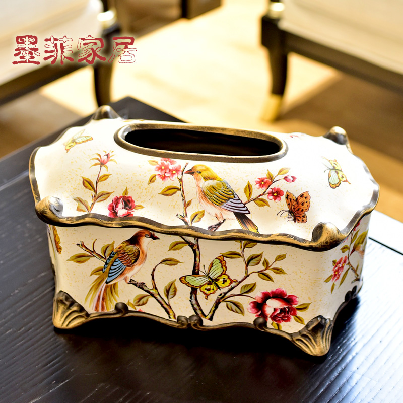 American dining - room of Europe type tissue boxes of new Chinese style household home sitting room tea table napkin with bedroom ceramic smoke box