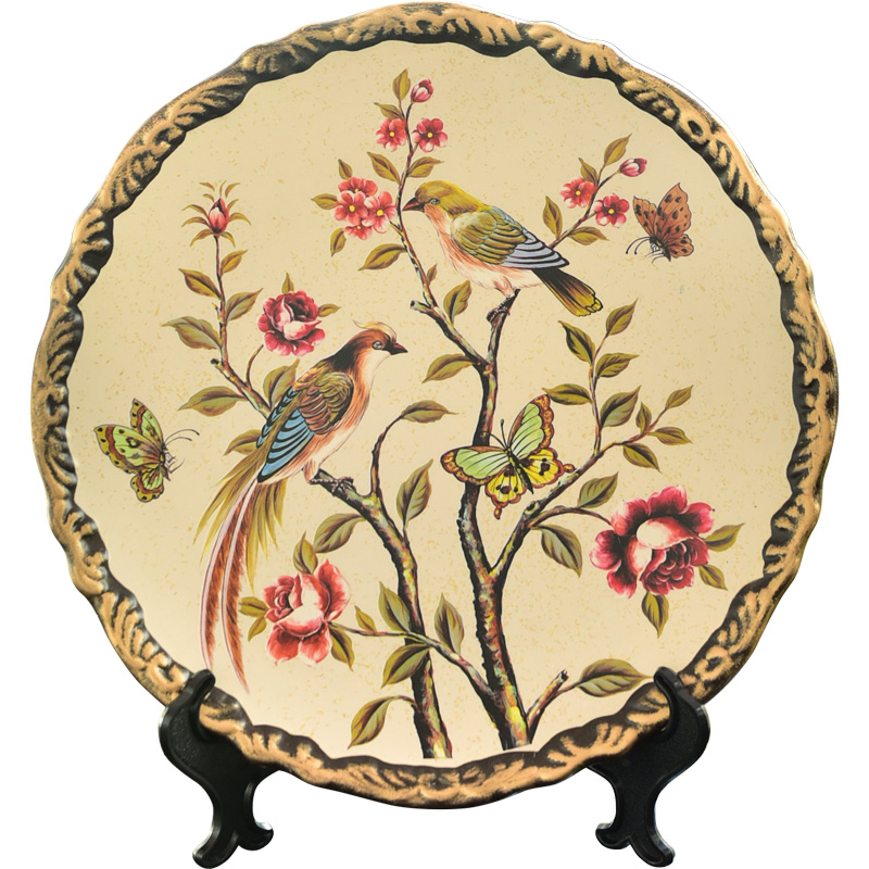 American Chinese style restoring ancient ways ceramic plate plate furnishing articles home sitting room adornment rich ancient frame bookshelf handicraft take the position