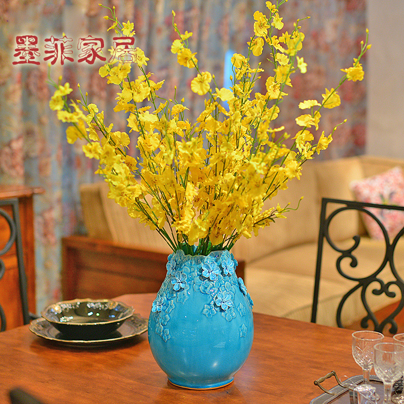 Manual ice crack ceramic vases, modern living room TV cabinet table home furnishing articles northern dry flower arranging flowers