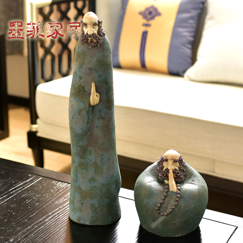 Jingdezhen zen ceramic figure sitting room porch place, a new Chinese style household dharma decoration decoration arts and crafts