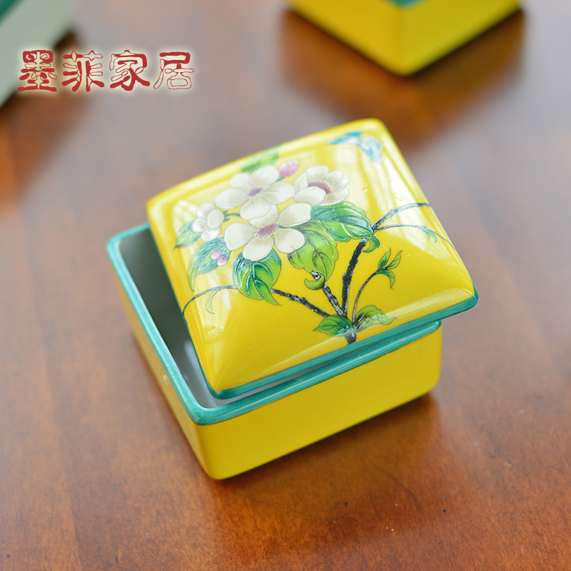 New Chinese style ceramic jewelry box store content box American necklace bracelet ring jewelry boxes furnishing articles decorative box