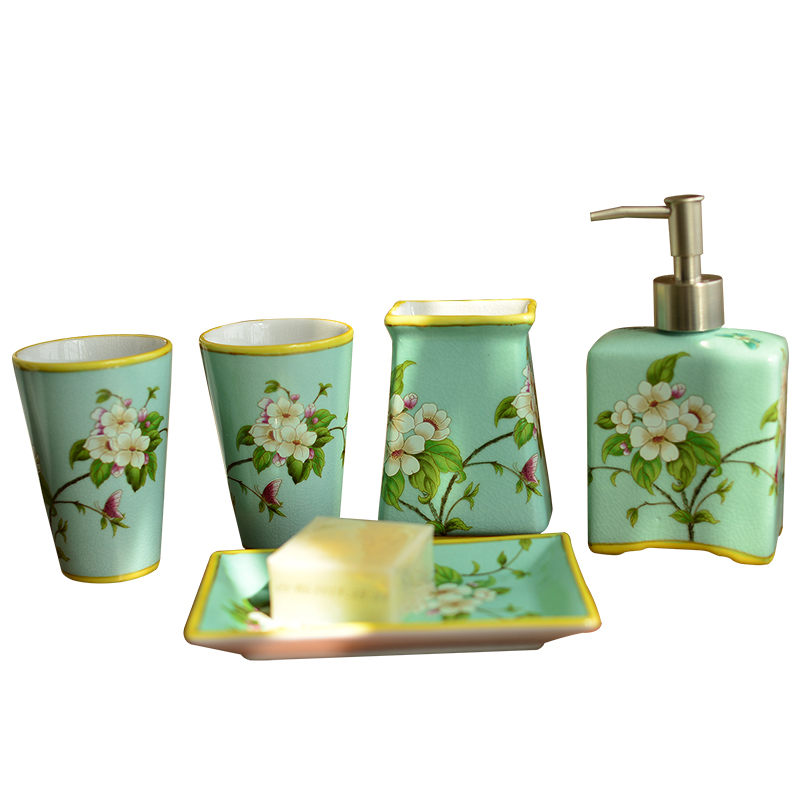 New Chinese style set ceramic sanitary ware has five furnishing articles bathroom toiletries version into gifts home decoration decoration