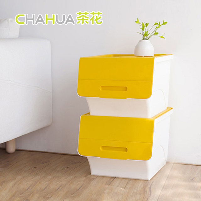 Camellia front open clamshell storage box plastic oversize side open finishing box toy storage box 24L34L Camellia front open clamshell storage box plastic oversize side open finishing box toy storage box 24L34L