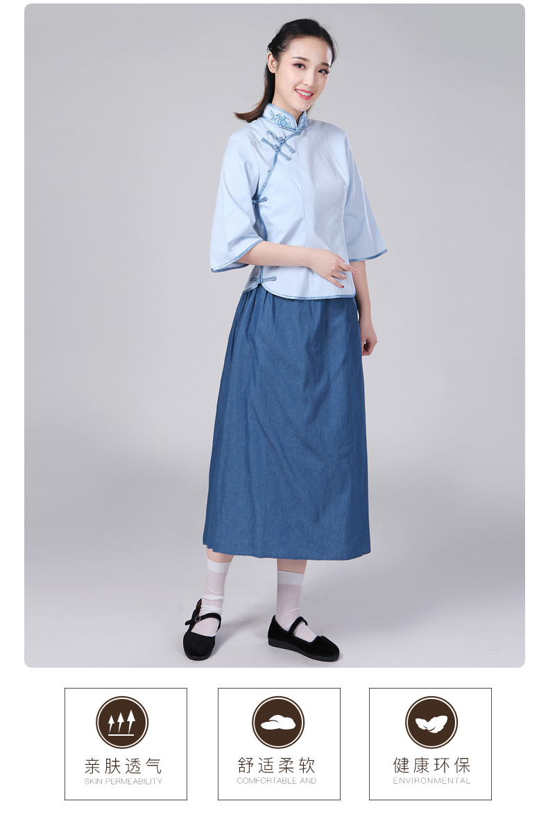 民国中式套装五四青年装女中国风棉麻旗袍茶服汉服改良唐装毕业照