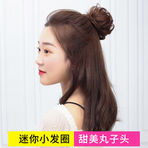 Maruko-head wigs real hair circle fluffy natural curly fans you small hairpack headdress lazy disk hairpiece half-catch clip