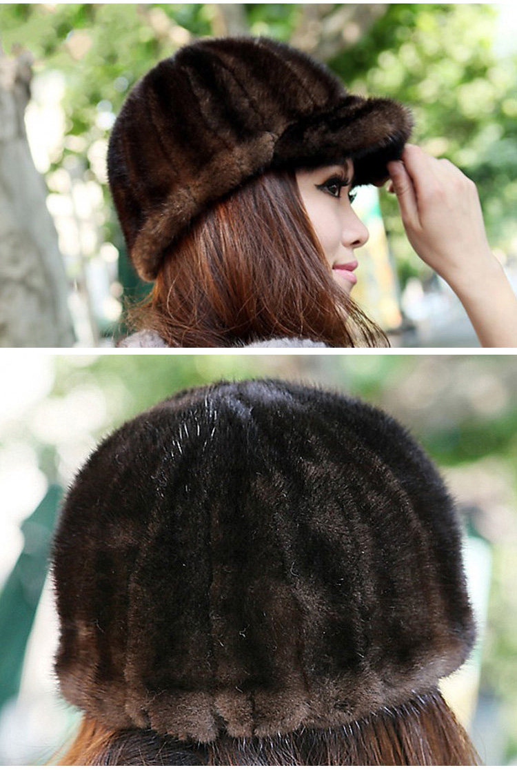 秋冬季保暖水貂女士帽子骑士帽貂皮帽子皮草鸭舌帽貂尾帽反季促销