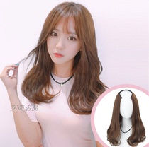 Wig female half headgear true man U type wig unmarks invisible contact hair headgear fluffy large wave microcurly long hair
