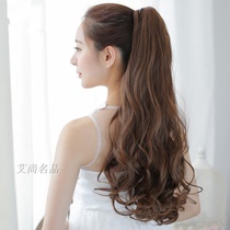 Wig pony tail woman long curly hair 65 long pear flower straight false ponytail grip clip large wave curly hair pony tail pick up