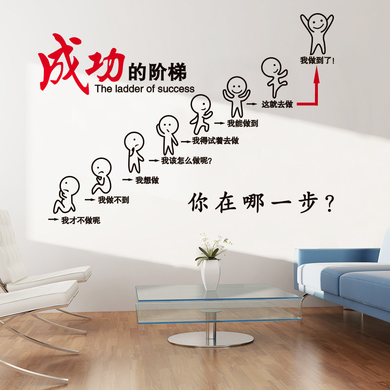 公司办公室培训会议室教室实验室楼梯励志墙贴激励贴纸成功的阶梯