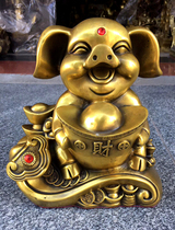 Feng Shui copper pig ornaments large ingot Ruyi pig mascot crafts home living room fortune decoration decoration