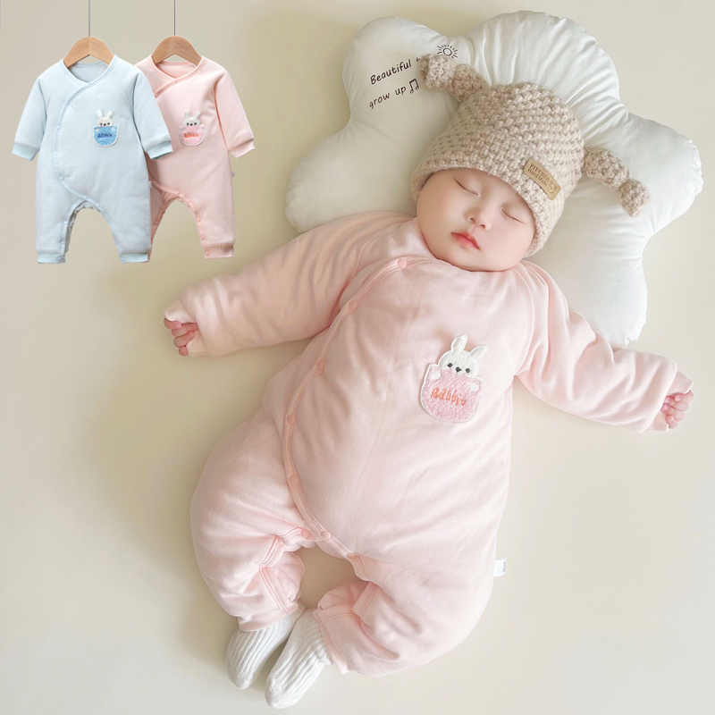 Baby winter clothes newborn baby care thickened one-piece clothes male and female baby cotton clothes Harcoat pure cotton long sleeve climbing suit-Taobao