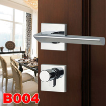 Magnetic suction silent door lock indoor door lock bright chrome square double open bedroom solid wood door split lock handle European lock