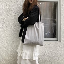 Smoke gray cotton bag, light gray plain thin style with drape, blank shoulder bag, environmentally friendly bag, non-canvas, versatile