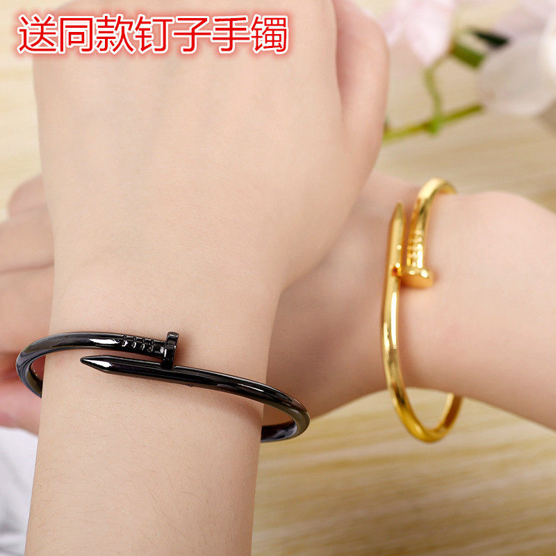 Japan and South Korea fashion screw bracelet open bracelet Titanium steel bracelet Europe and the United States personality temperament hand ornament ornament