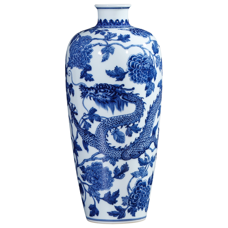 Jingdezhen ceramic imitation the qing study maintain hand - made dragon vase wearing Chinese style of the sitting room porch rich ancient frame decorative furnishing articles