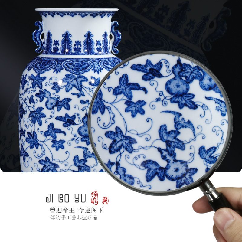 Imitation the qing hand - made maintain blue - and - white ferro, vase jingdezhen ceramic Chinese style living room TV cabinet porch is decorated furnishing articles