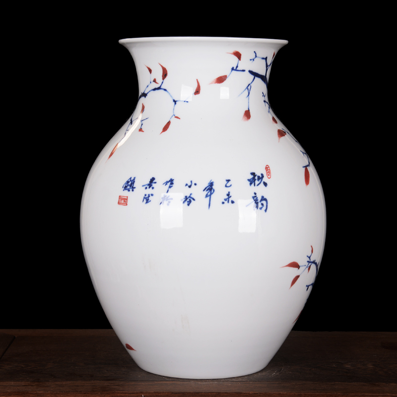 Master hand made blue and white porcelain vases, jingdezhen ceramics Chinese style living room TV ark, flower arranging porch is decorated furnishing articles