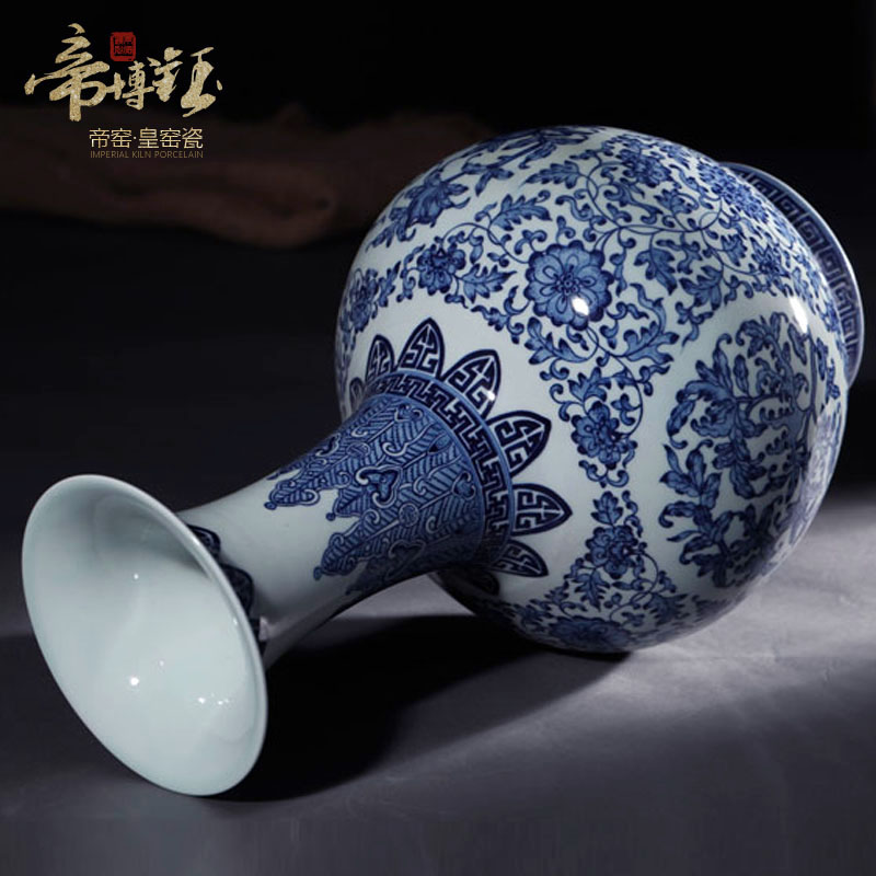 Jingdezhen ceramics imitation qianlong antique Chinese blue and white porcelain vase flower arrangement sitting room porch decoration furnishing articles