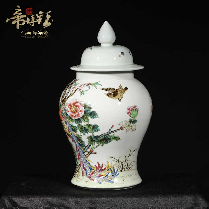 Jingdezhen ceramics antique hand - made blue glaze painting of flowers and the general pot vase household art deco restoring ancient ways furnishing articles