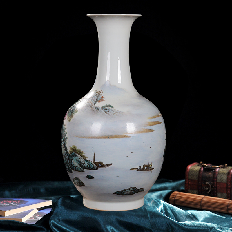 Jingdezhen ceramic vase high - end antique pastel design home decoration process antique collection furnishing articles