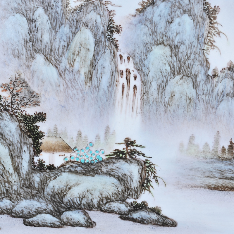 Jingdezhen ceramics Dong Lin, hand - made mountains and sea xiuse porcelain plate painter adornment picture hanging in the sitting room is placed