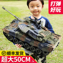 Large remote control tank crawler metal tank car can launch Electric childrens car model toy boy