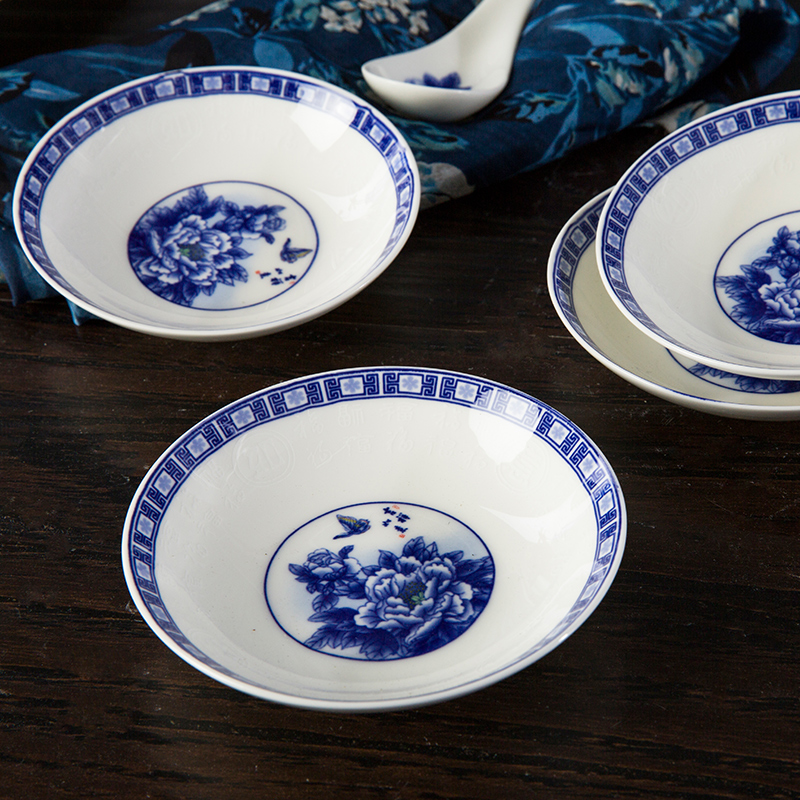 Use of household custom logo dishes dish suit household utensils custom retro dishes ceramic Bowl of blue and white porcelain glaze