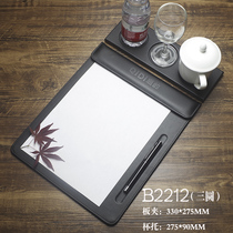 Leather PU writing pad writing A4 file board clamp hotel business office meeting special thickened leather customization