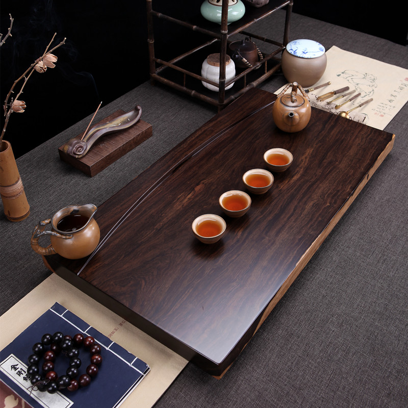 黑檀木茶盘茶台 长方形 功夫茶具茶海 整块实木