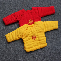 Handmade cotton-padded natural cotton half-back clothing polo point small cotton-padded jacket Newborn leaked back clothing baby born in winter