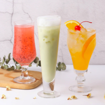 Net red glass drink cup milk tea cup creative home high foot juice cup large thick cold drink cup Milk Milk Cup