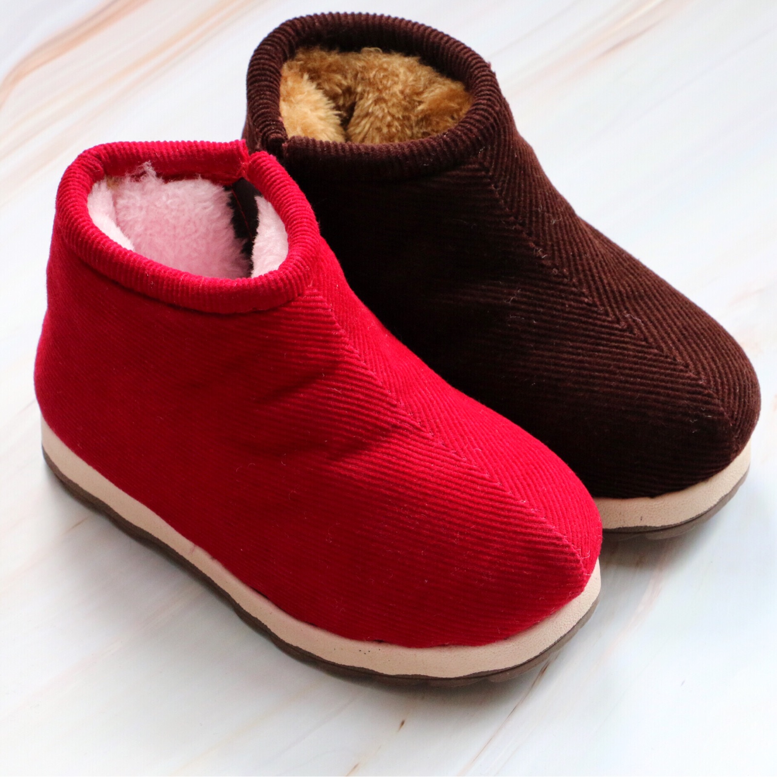 冬季儿童手工老棉鞋女防滑加厚侧拉链居家宝宝保暖鞋男雪地靴拖鞋