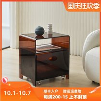 Modern designer light luxury modern Net red bedside table ins acrylic bedside sofa side cabinet small side narrow side