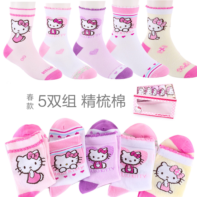 HelloKitty儿童袜子棉袜春秋季公主小女孩中筒女童保暖宝宝短袜产品展示图2