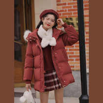 Lingjiu winter cotton clothes womens medium long loose cotton clothes 2021 thick down cotton jacket big fur collar coat small man