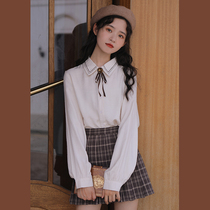 Linjou Lingjiu shirt womens spring and autumn 2022 new French design sense niche streamer shirt underwear white top