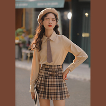 Lingjiu shirt womens spring 2022 slim top design sense slim versatile long sleeves retro college style shirt